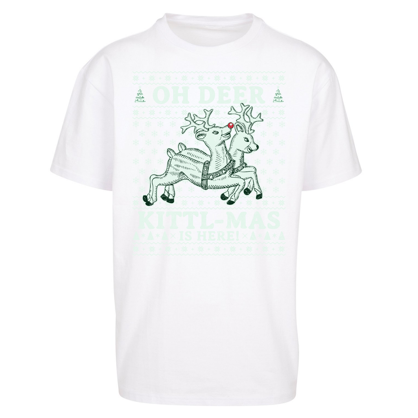 Oh Deer Kittl Mas Is Here Christmas Oversized T Shirts