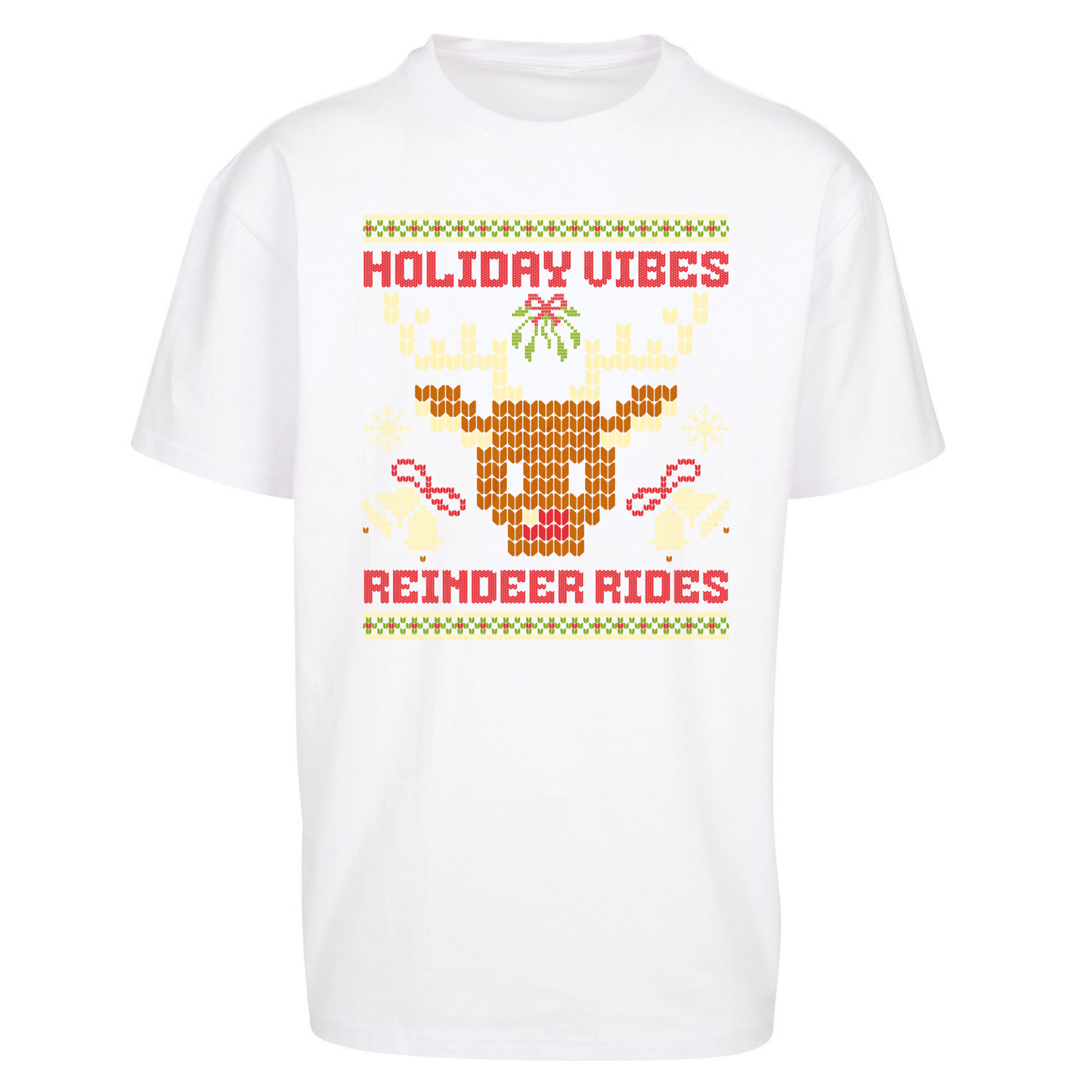 Holiday Vibes Reindeer Rides Christmas Oversized T Shirts