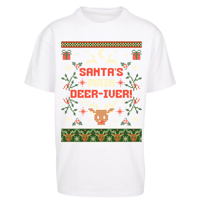 Santas Main Deer iver Christmas Oversized T Shirts