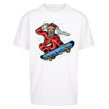Santa Skateboarding Christmas Oversized T Shirts