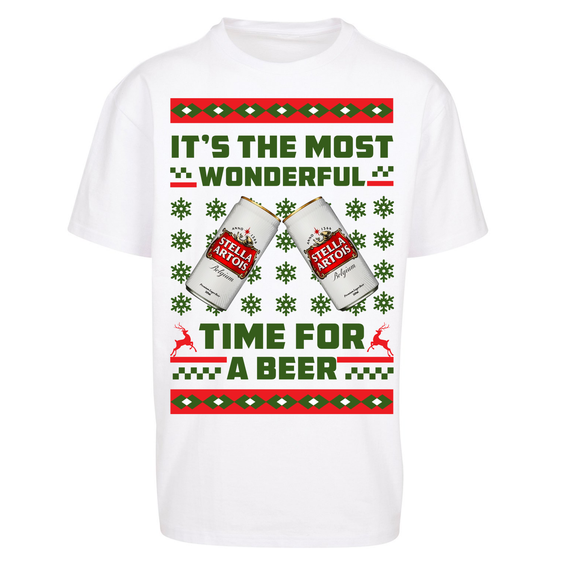 Its The Most Wonderful Time for A Beer Stella Christmas Oversized T Shirts