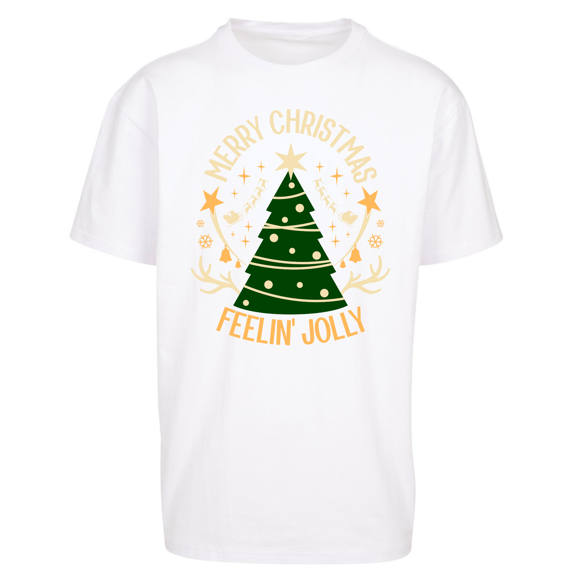 Merry Christmas Feeling Jolly Christmas Oversized T Shirts