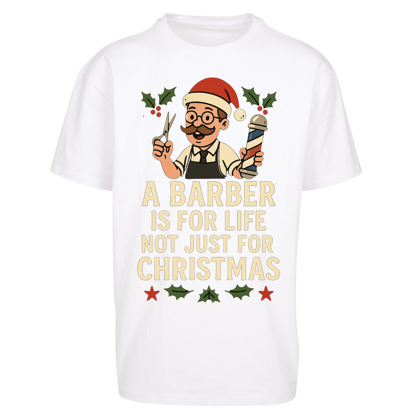 Barber Christmas Oversized T Shirts