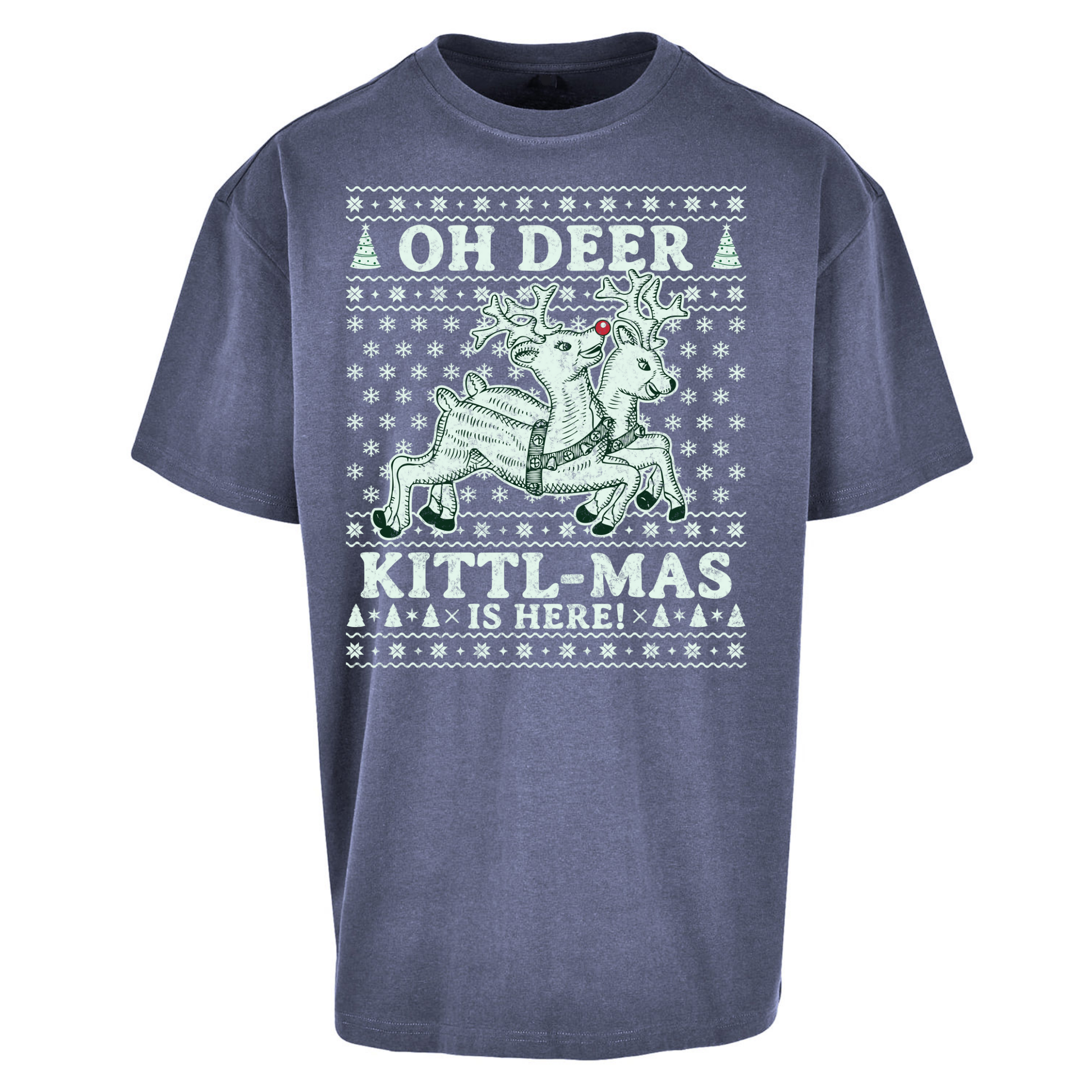 Oh Deer Kittl Mas Is Here Christmas Oversized T Shirts