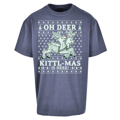 Oh Deer Kittl Mas Is Here Christmas Oversized T Shirts