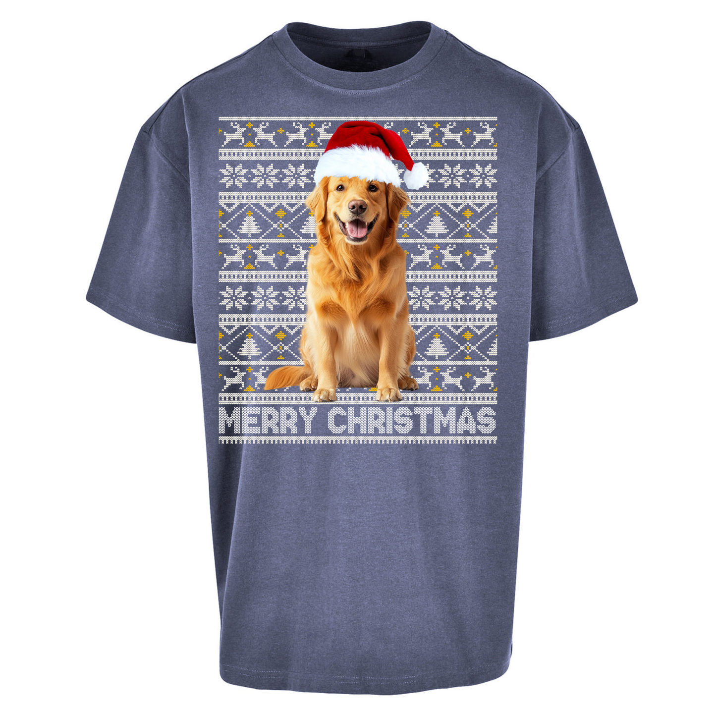 Merry Christmas Dog Oversized T Shirts