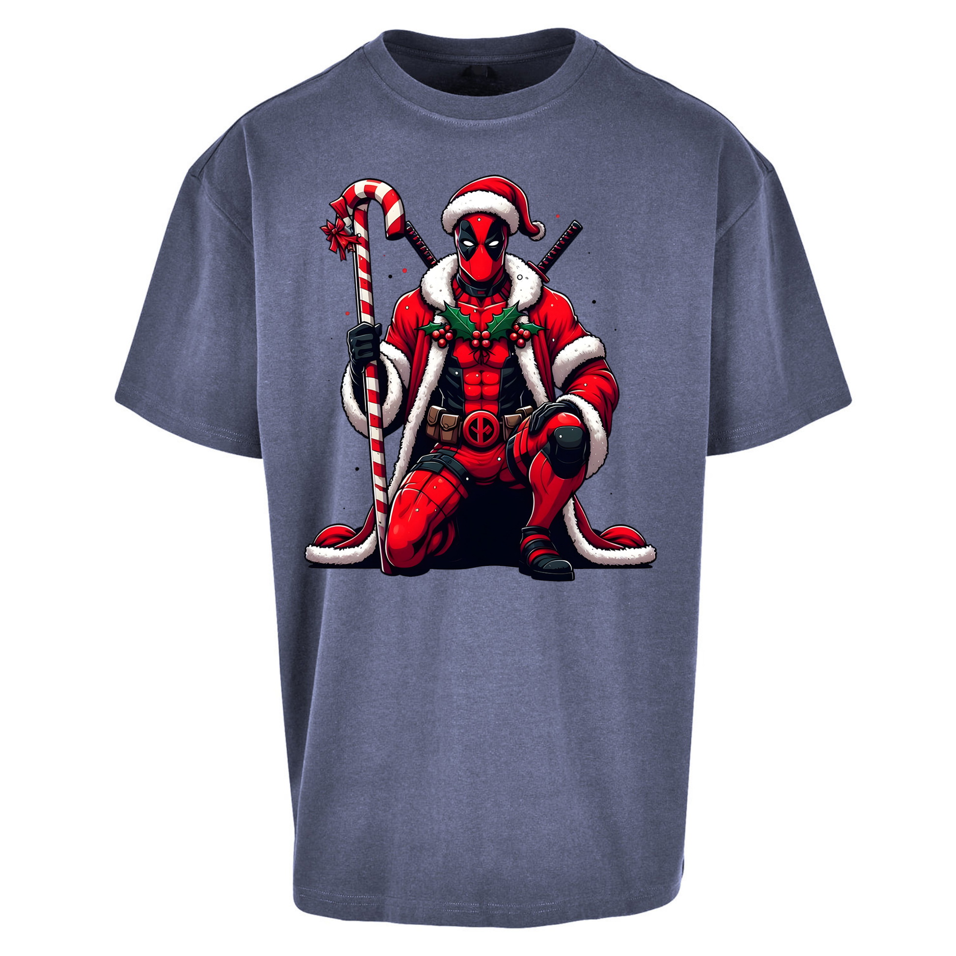 DeadPool Candy Cane Santa Oversized T Shirts