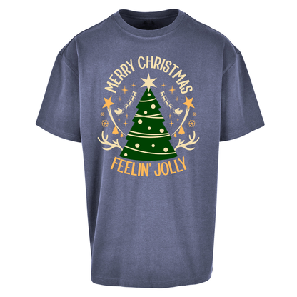Merry Christmas Feeling Jolly Christmas Oversized T Shirts