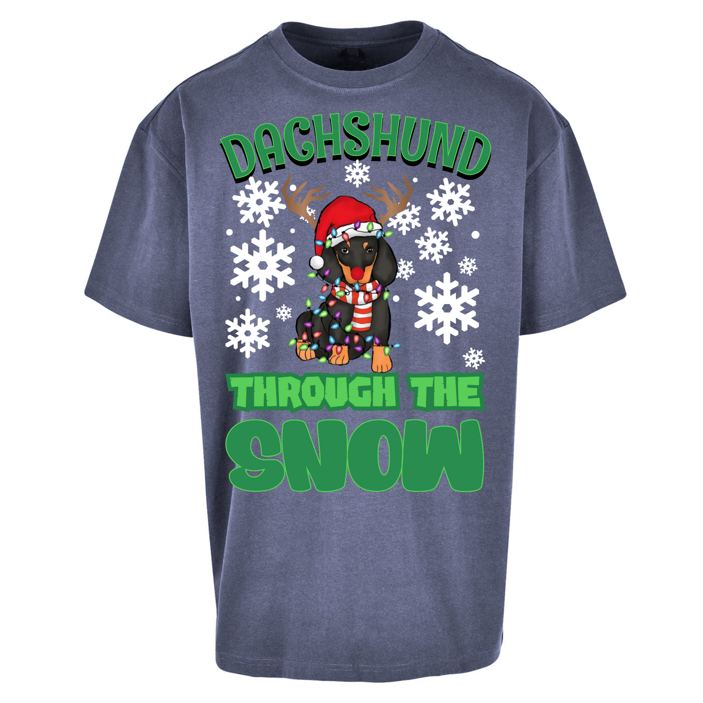 Dachshund Through The Snow Christmas Oversized T Shirts