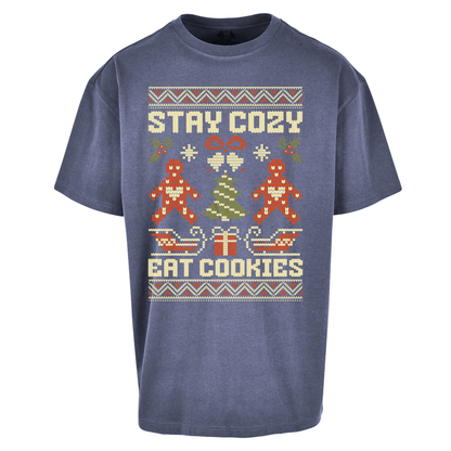 Stay Cozy Eat Cookies Christmas Oversized T Shirts