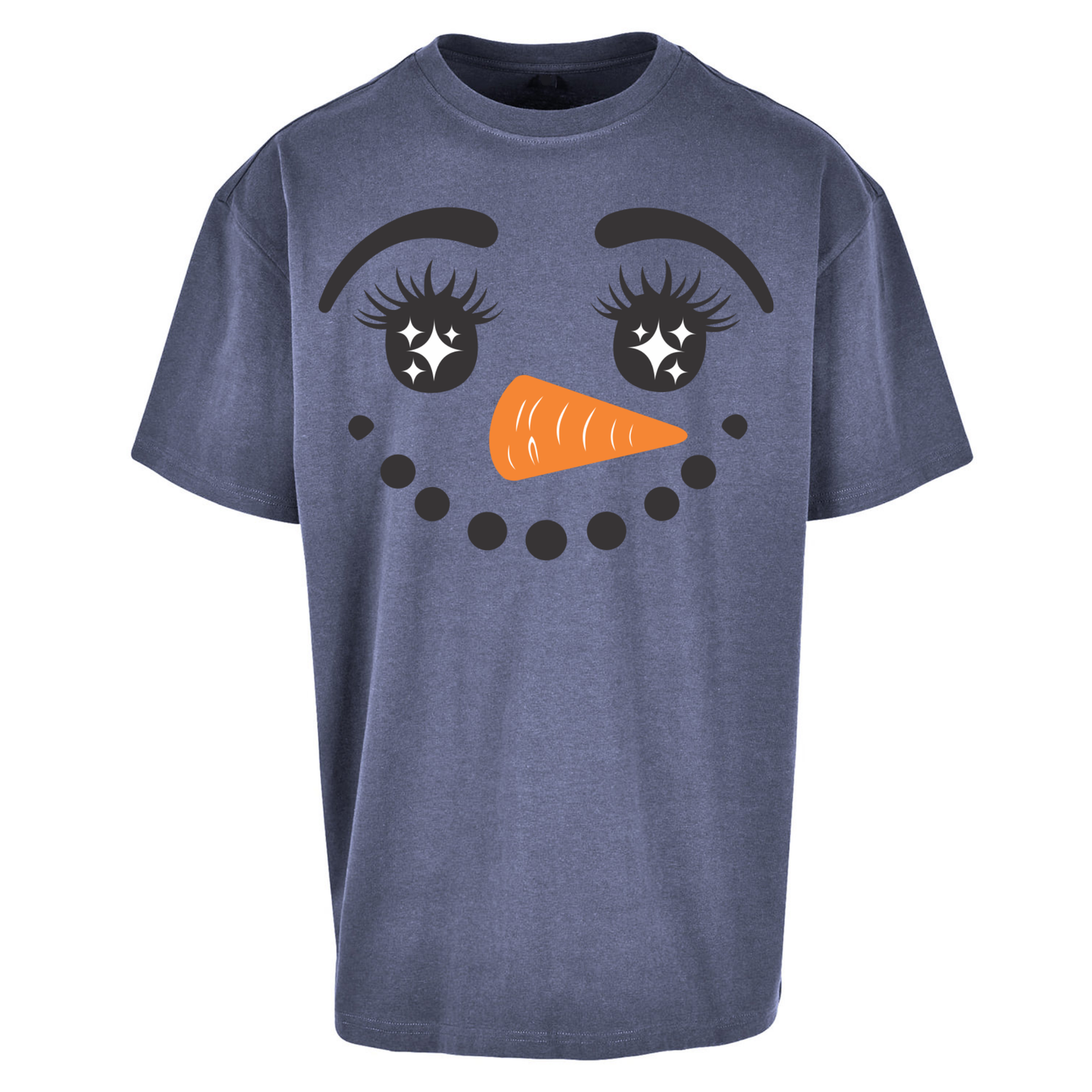 Snowman Face Christmas Oversized T Shirts