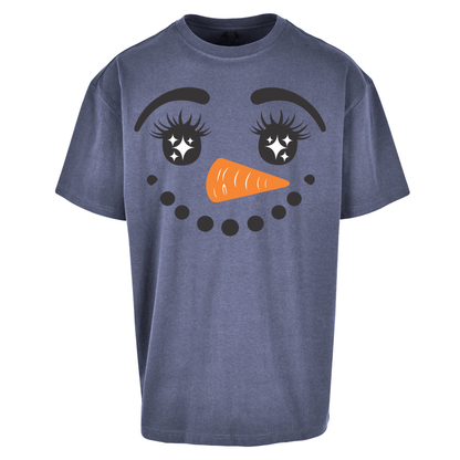 Snowman Face Christmas Oversized T Shirts