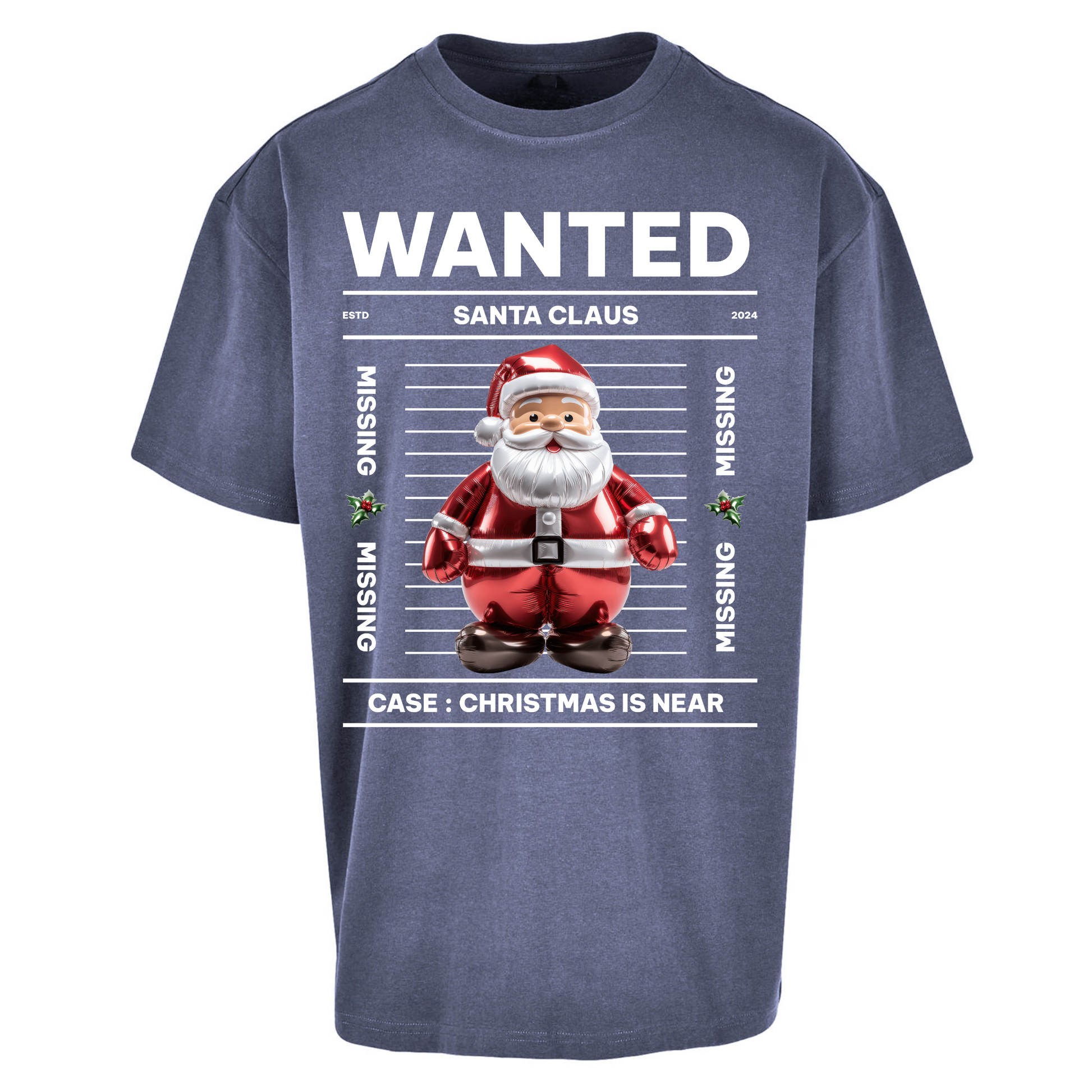 Wanted Santa Claus Christmas Oversized T Shirts