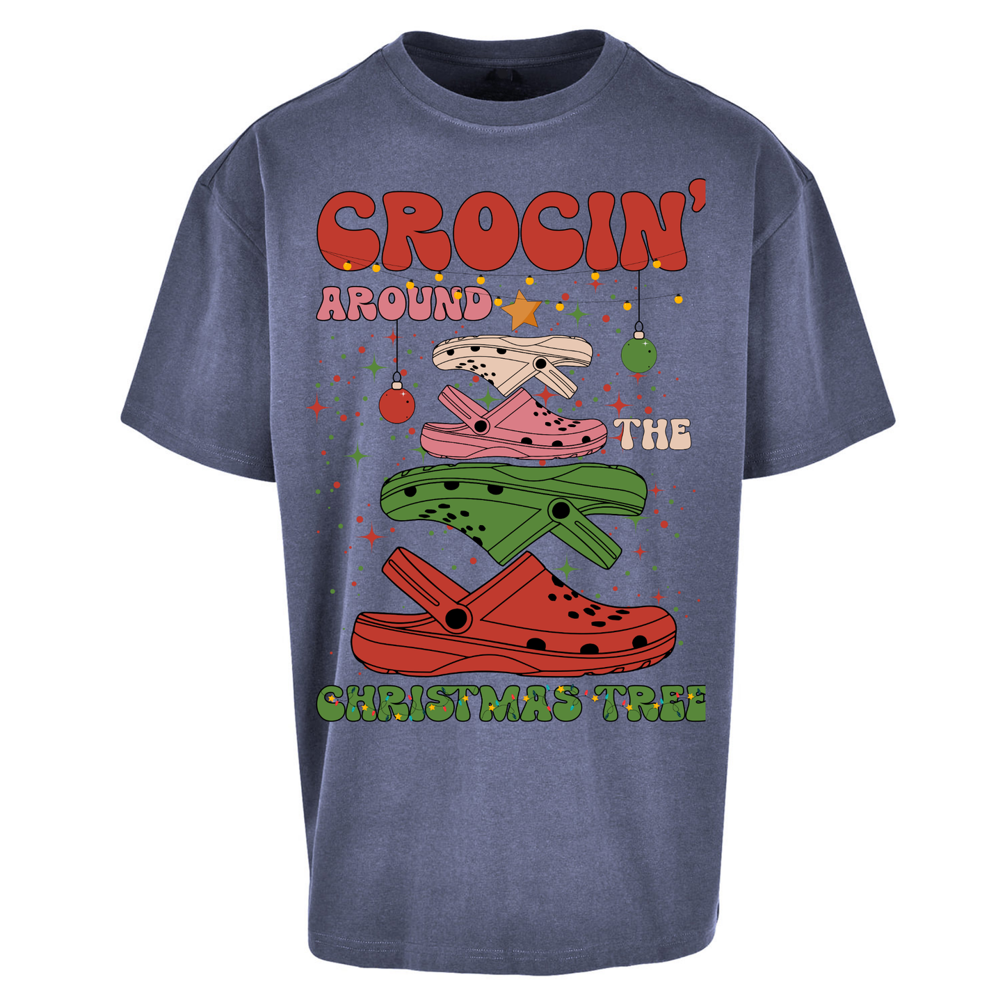 Crockin Around the Christmas Tree Christmas Oversized T Shirts
