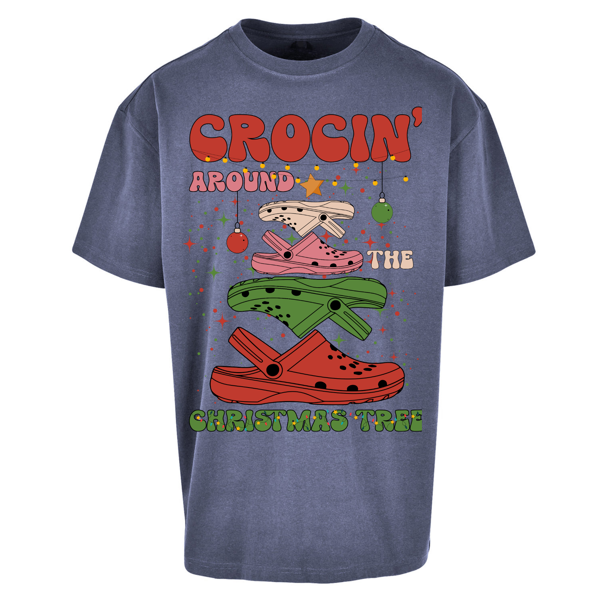 Crockin Around the Christmas Tree Christmas Oversized T Shirts