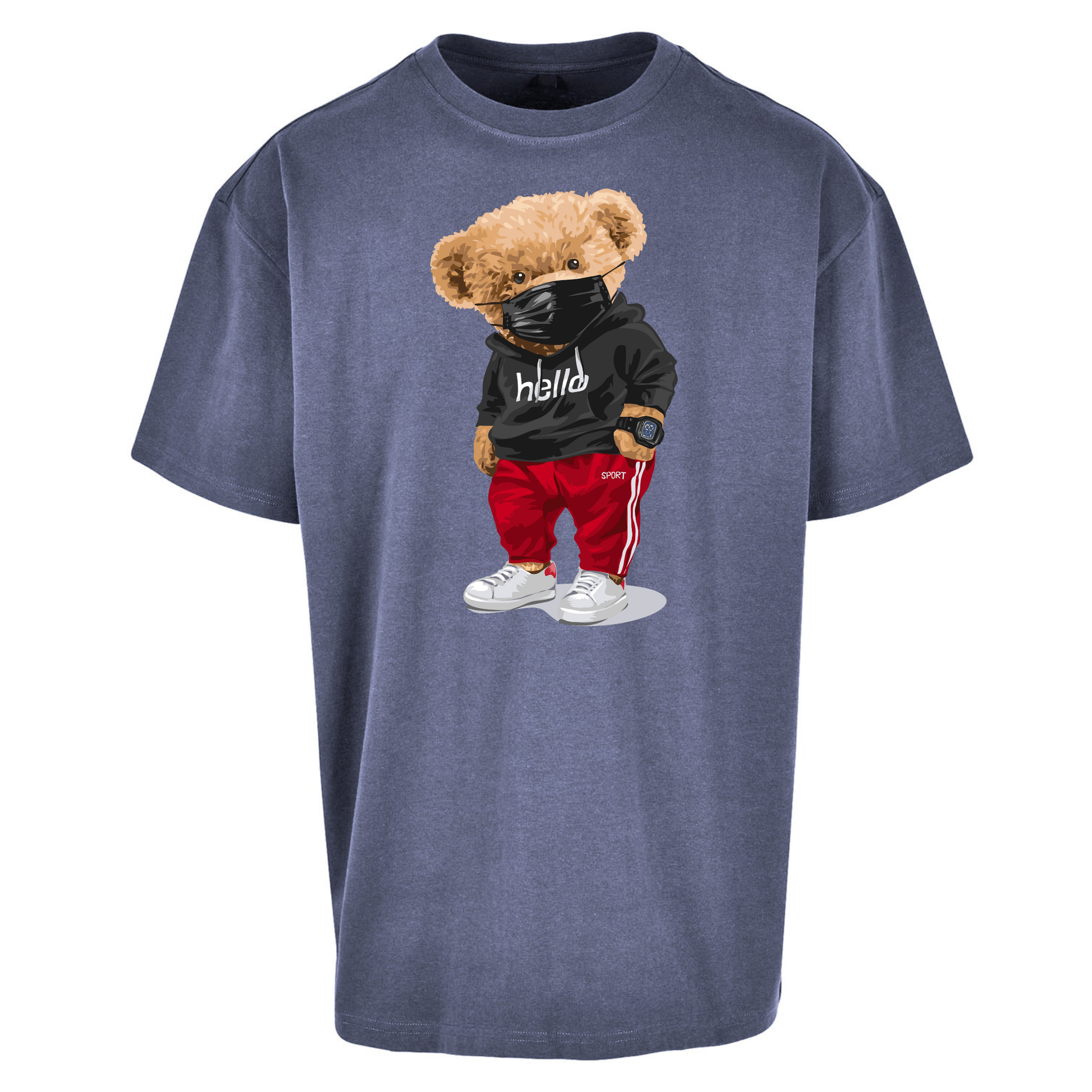 Teddy Bear Hello Streetwear Oversized T Shirts