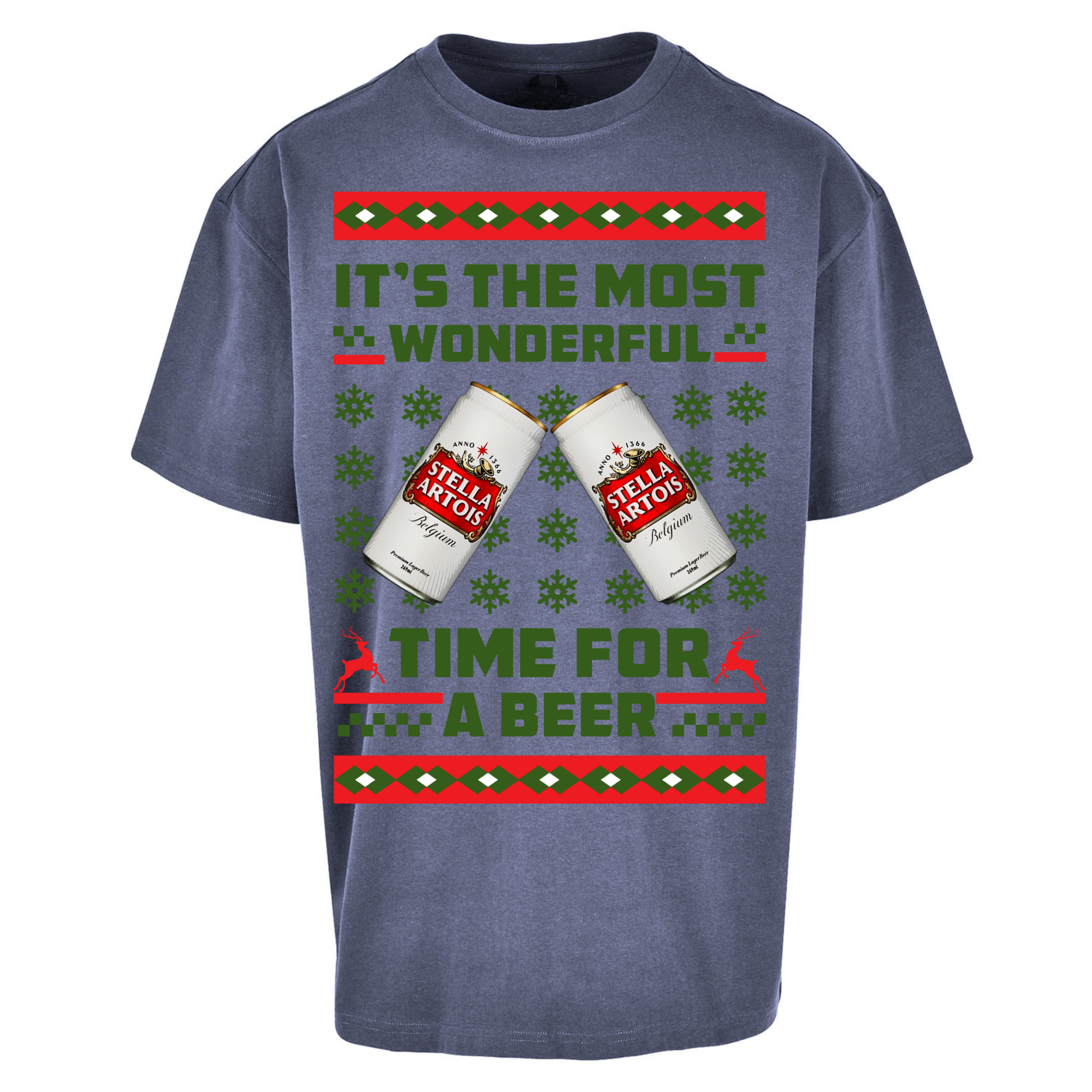 Its The Most Wonderful Time for A Beer Stella Christmas Oversized T Shirts