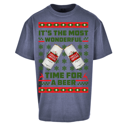 Its The Most Wonderful Time for A Beer Stella Christmas Oversized T Shirts