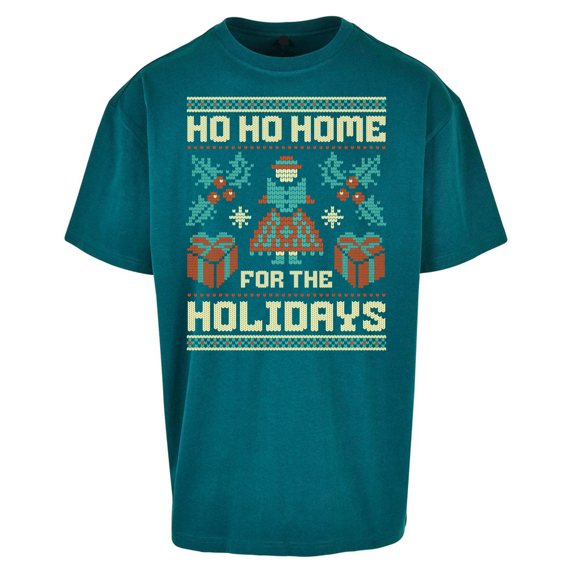 HO HO Home For the Holidays Christmas Oversized T Shirts