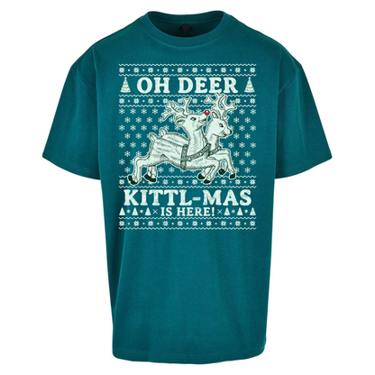 Oh Deer Kittl Mas Is Here Christmas Oversized T Shirts