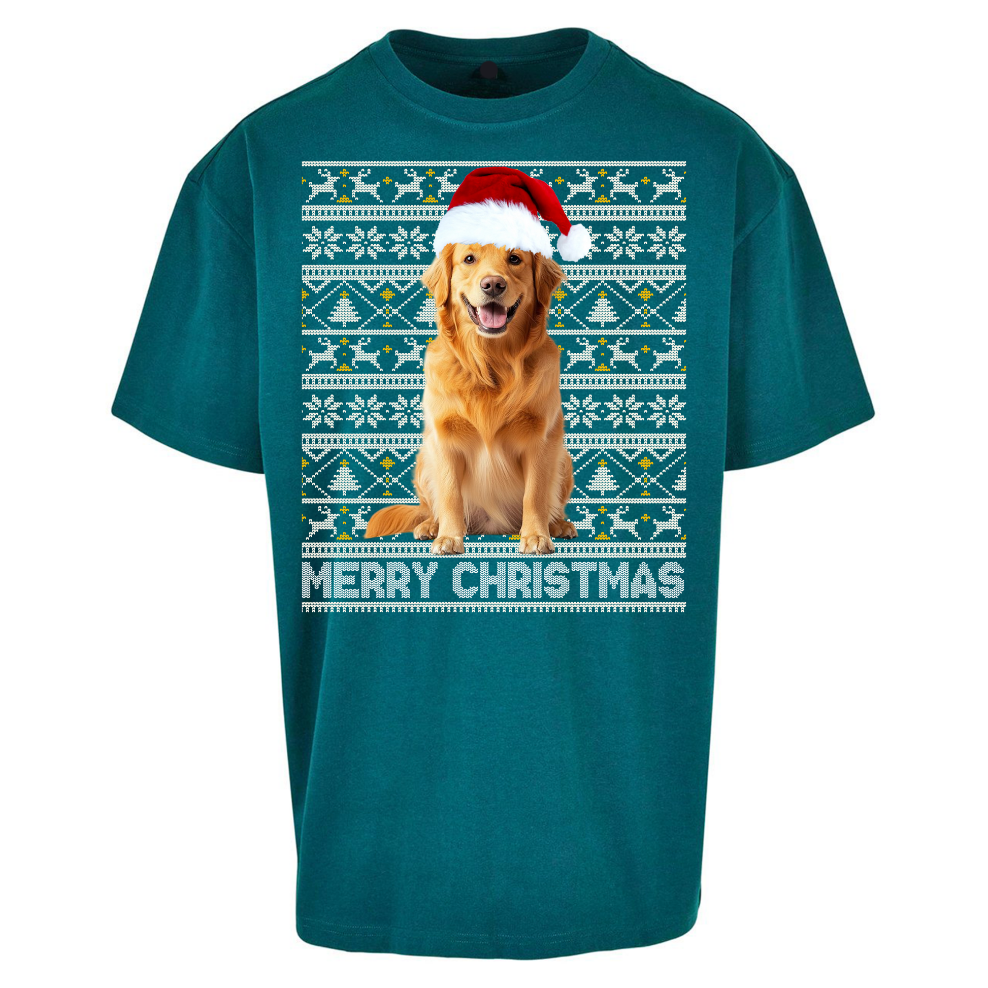 Merry Christmas Dog Oversized T Shirts