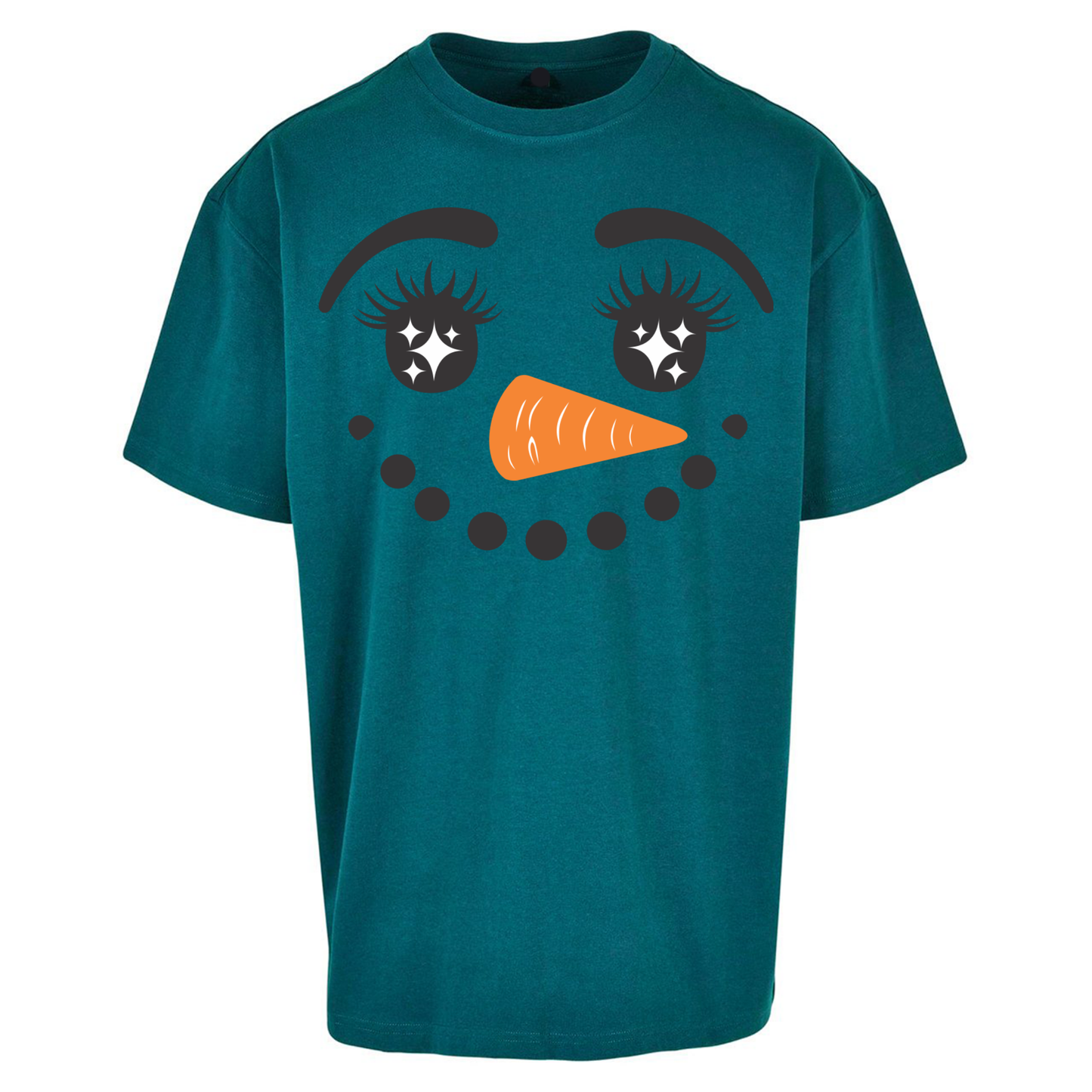 Snowman Face Christmas Oversized T Shirts