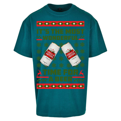 Its The Most Wonderful Time for A Beer Stella Christmas Oversized T Shirts