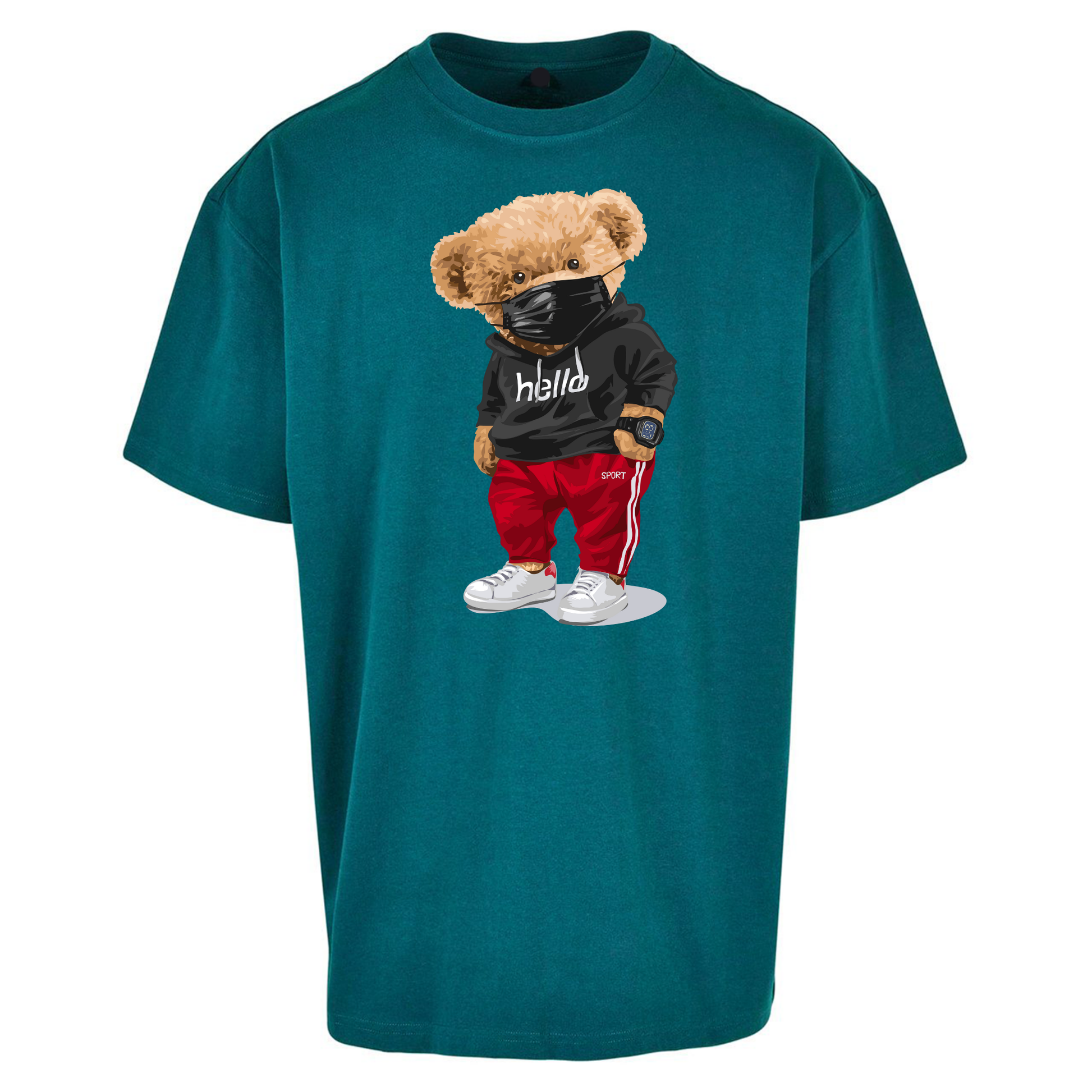 Teddy Bear Hello Streetwear Oversized T Shirts