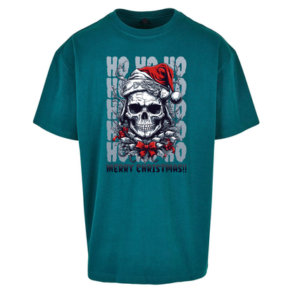 HO HO HO Santa Skelington Christmas Oversized T Shirts