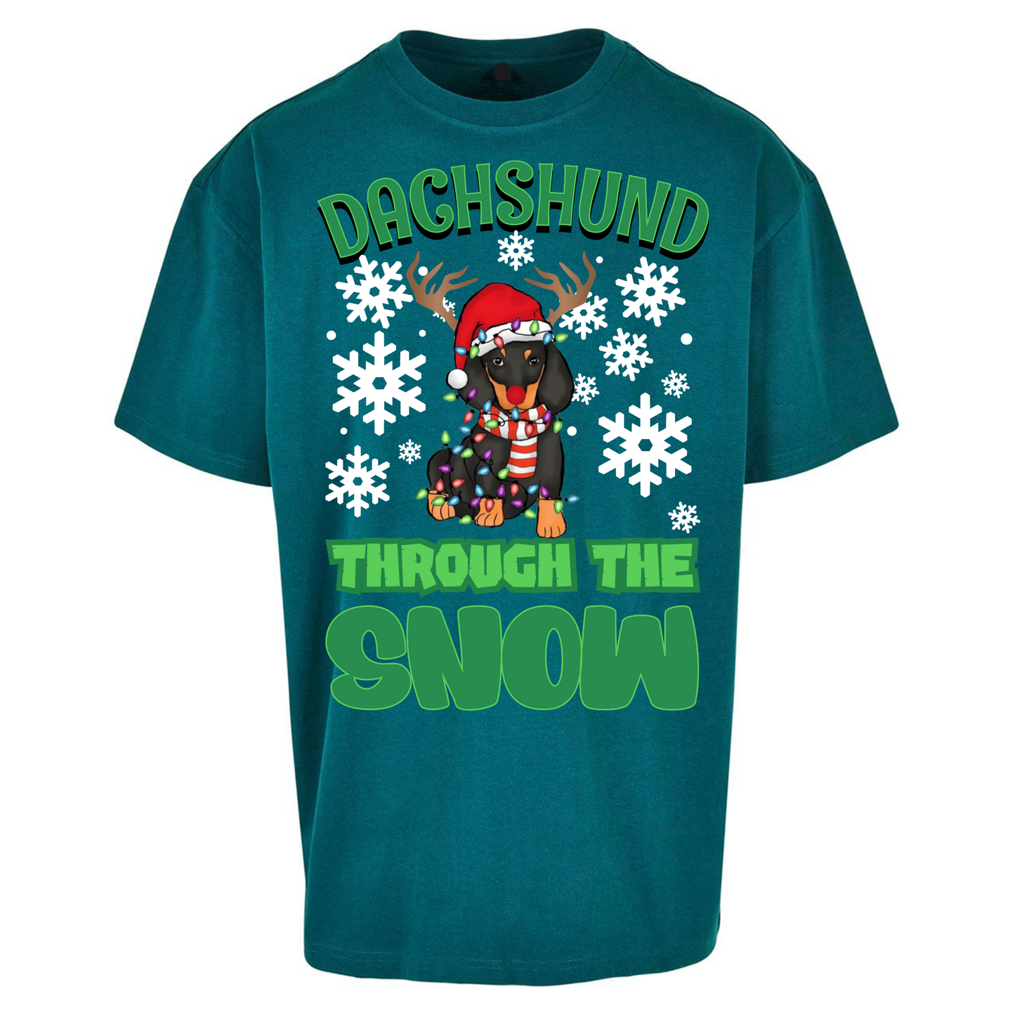Dachshund Through The Snow Christmas Oversized T Shirts