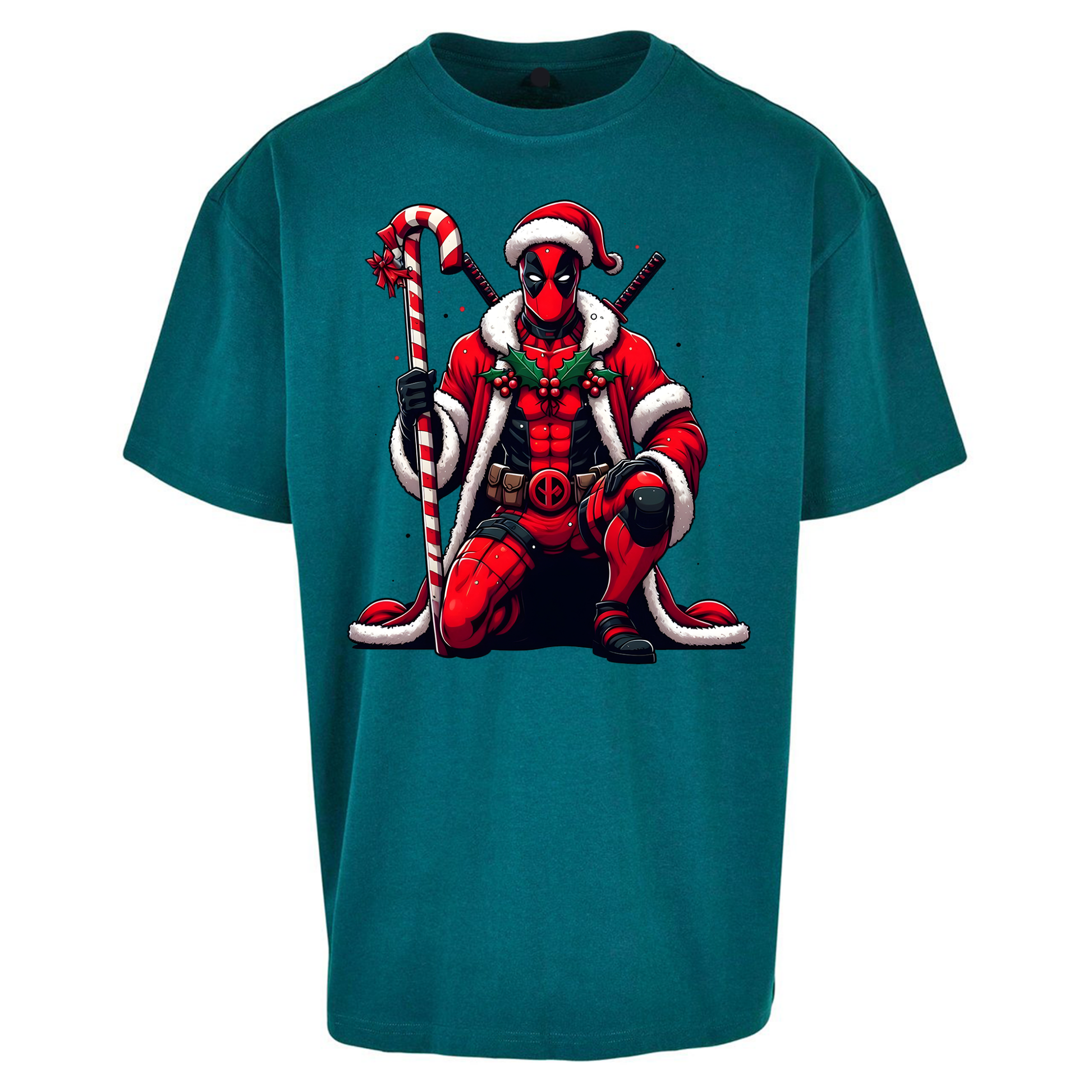 DeadPool Candy Cane Santa Oversized T Shirts