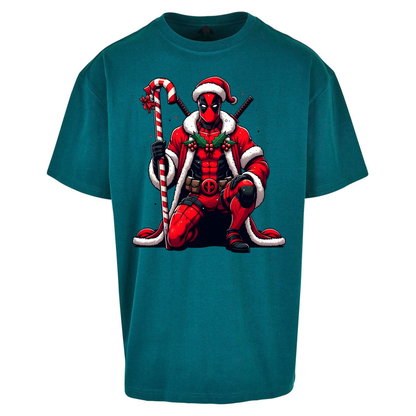 DeadPool Candy Cane Santa Oversized T Shirts