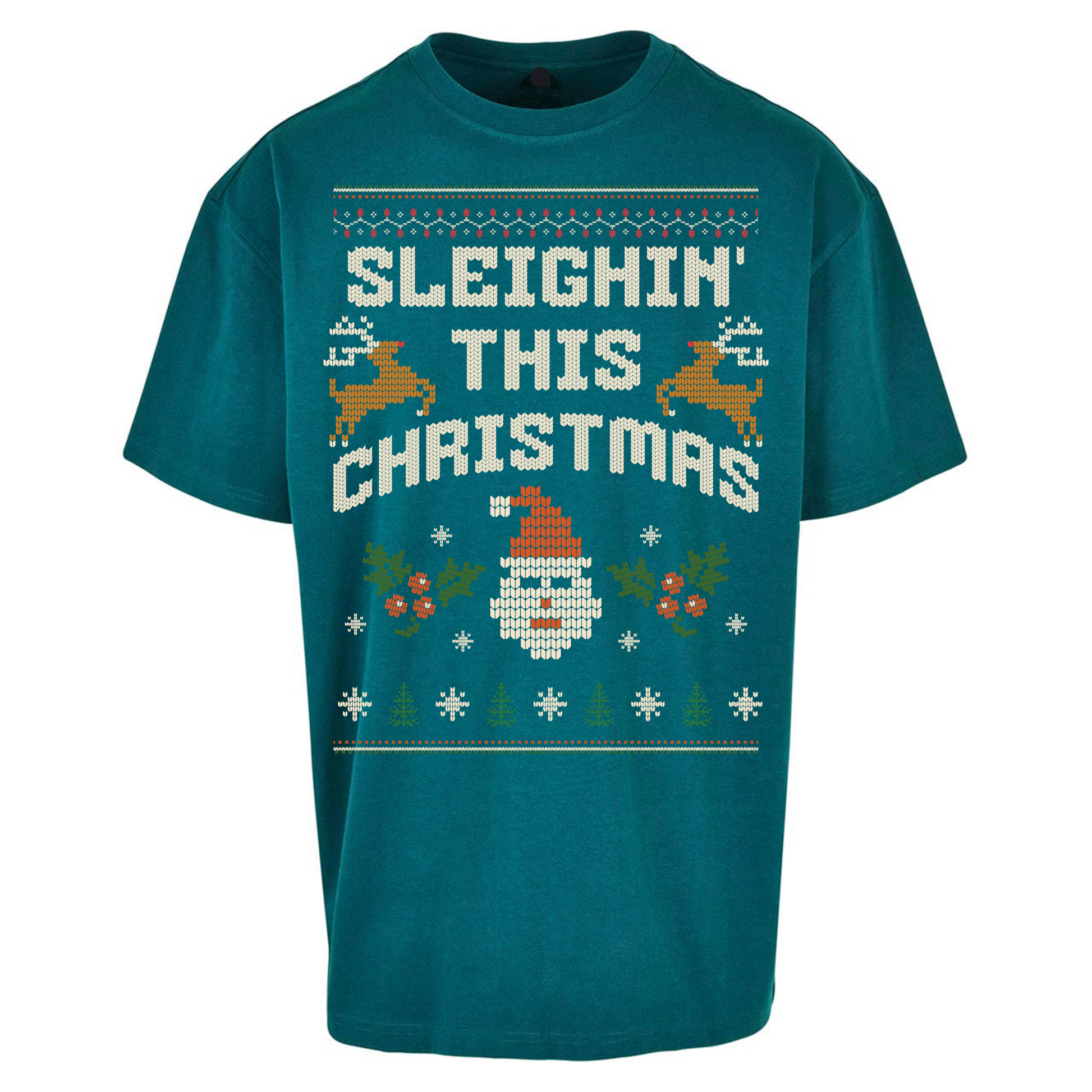Sleighin This Christmas Christmas Oversized T Shirts