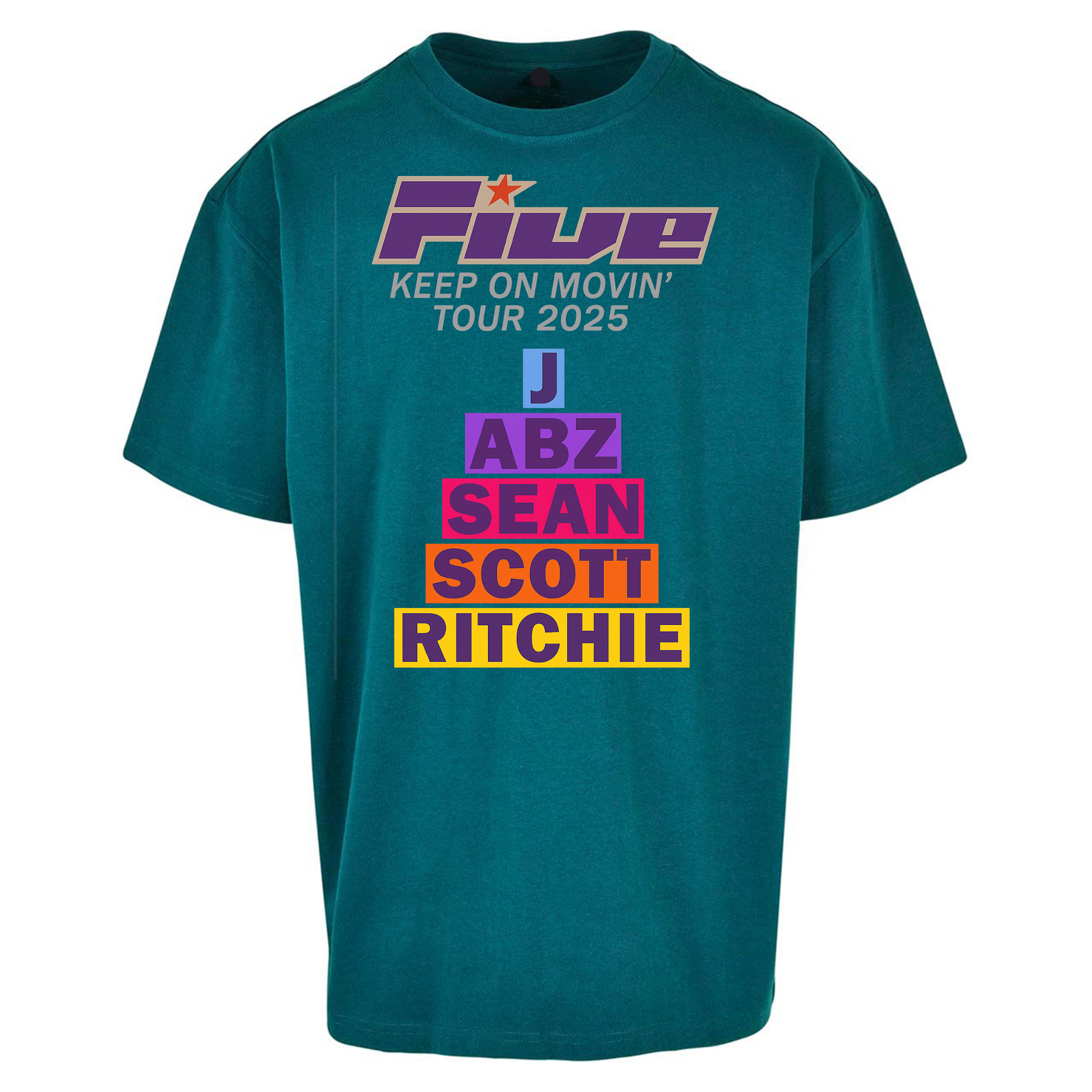 Five Keep On Movin' Tour 2025 Oversized T Shirts