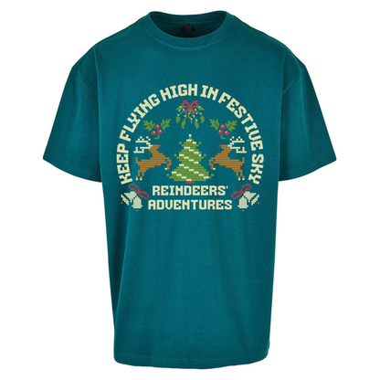 Keep Flying High In Festive Sky Christmas Oversized T Shirts
