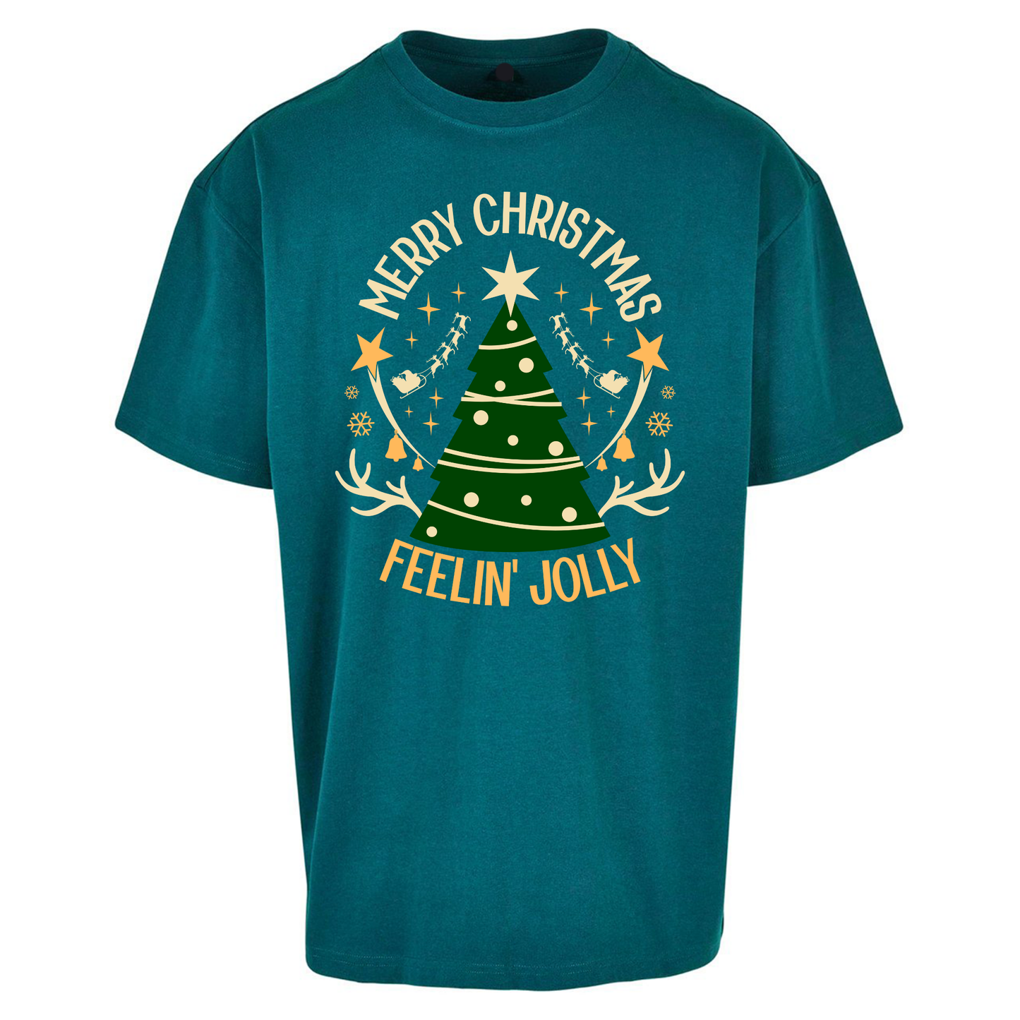 Merry Christmas Feeling Jolly Christmas Oversized T Shirts