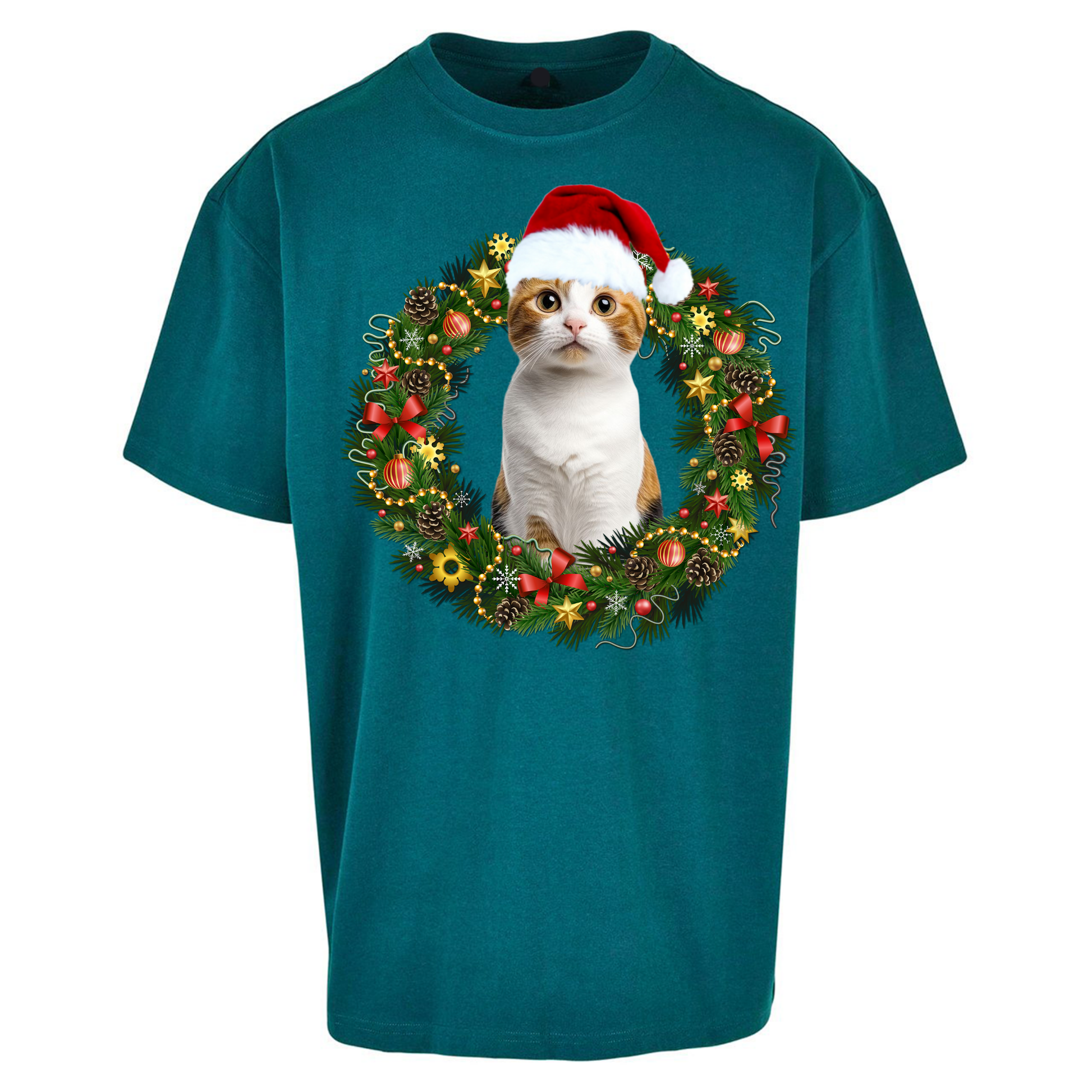 Cat Christmas Oversized T Shirts