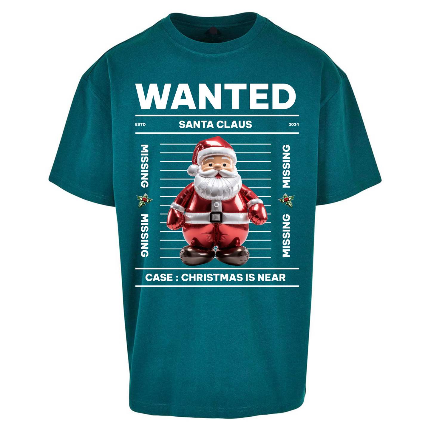 Wanted Santa Claus Christmas Oversized T Shirts