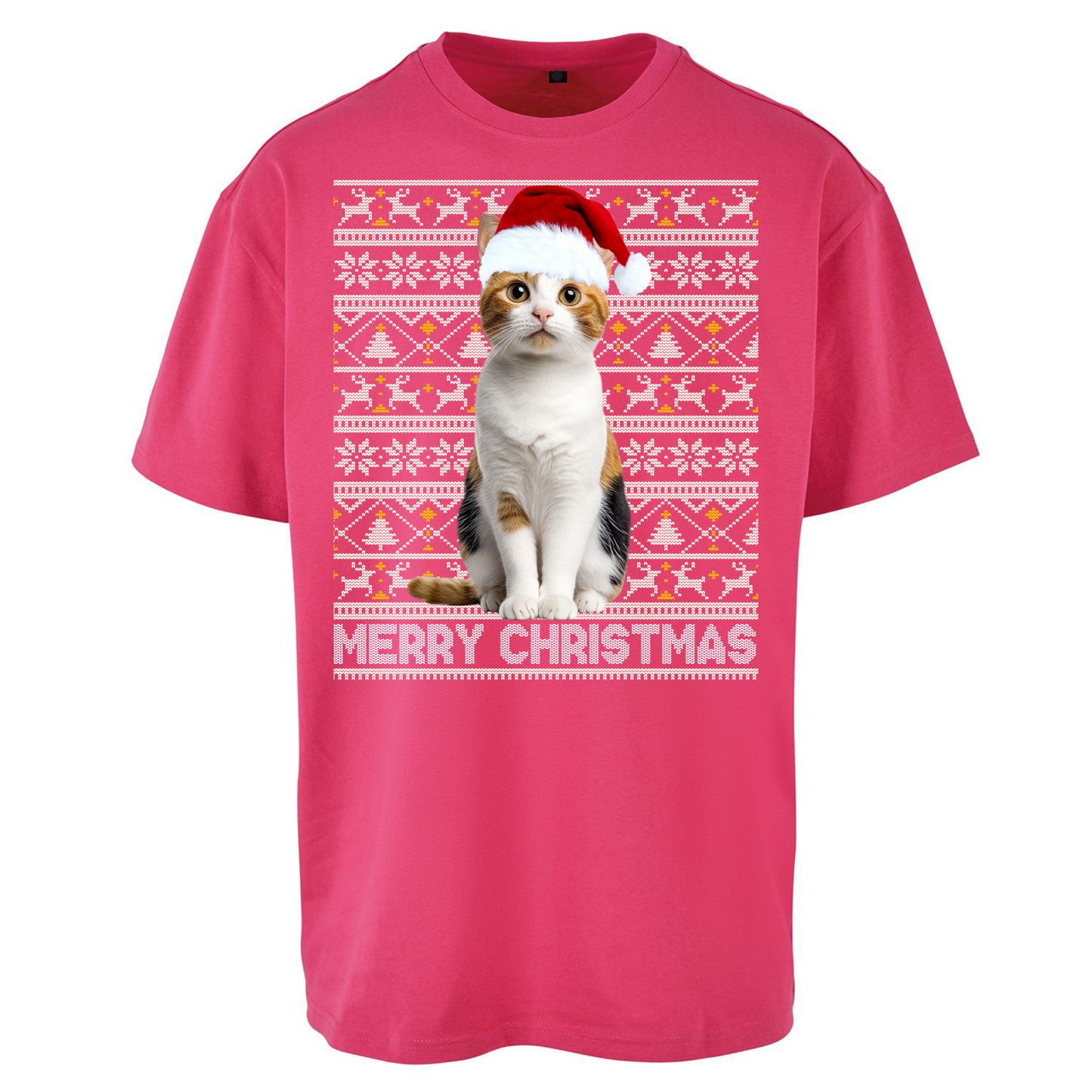Merry Christmas Cat Oversized T Shirts