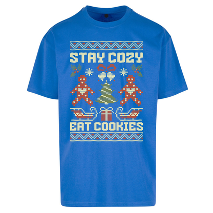Stay Cozy Eat Cookies Christmas Oversized T Shirts