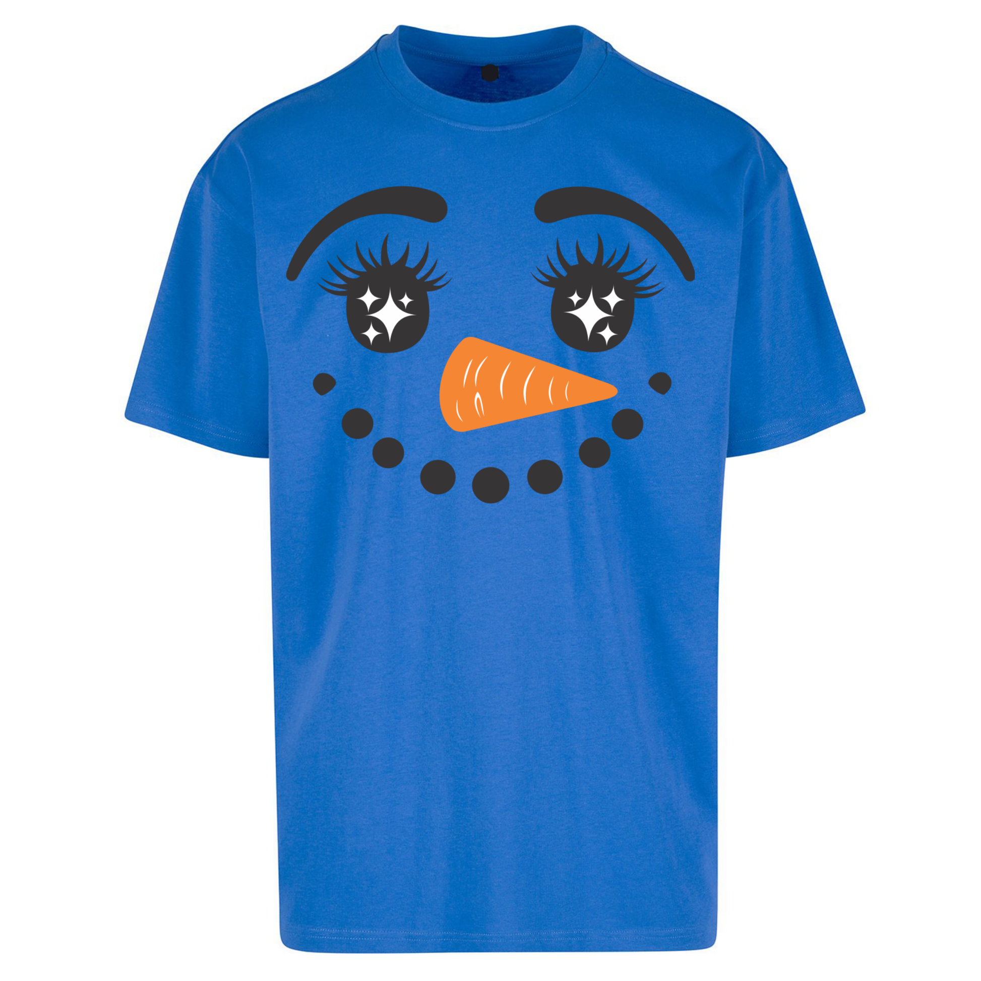 Snowman Face Christmas Oversized T Shirts