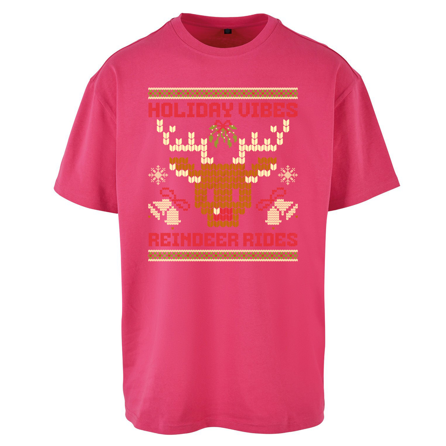 Holiday Vibes Reindeer Rides Christmas Oversized T Shirts