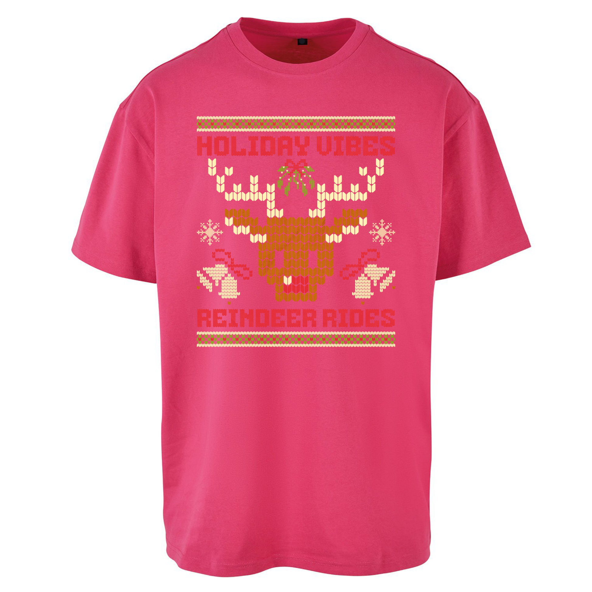 Holiday Vibes Reindeer Rides Christmas Oversized T Shirts