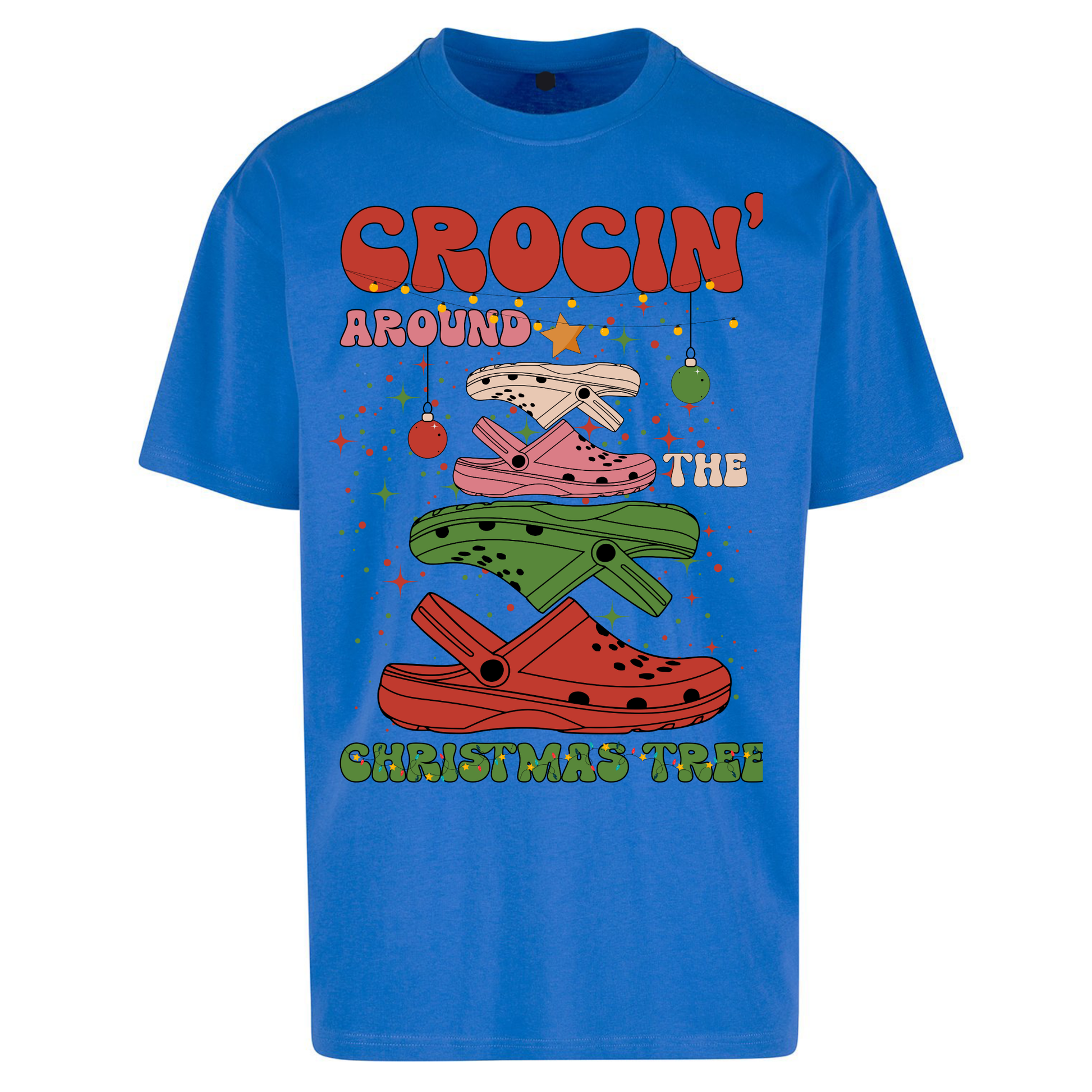 Crockin Around the Christmas Tree Christmas Oversized T Shirts