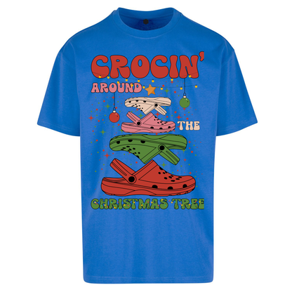 Crockin Around the Christmas Tree Christmas Oversized T Shirts
