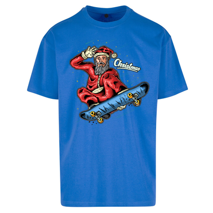 Santa Skateboarding Christmas Oversized T Shirts