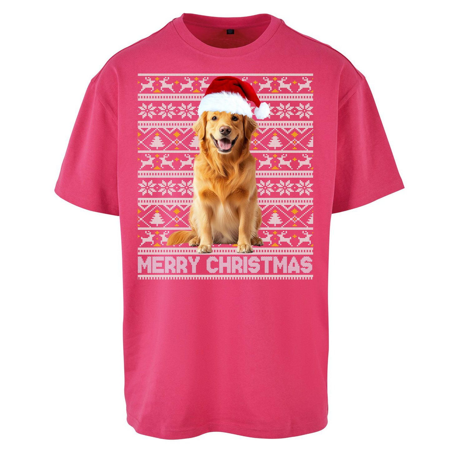 Merry Christmas Dog Oversized T Shirts