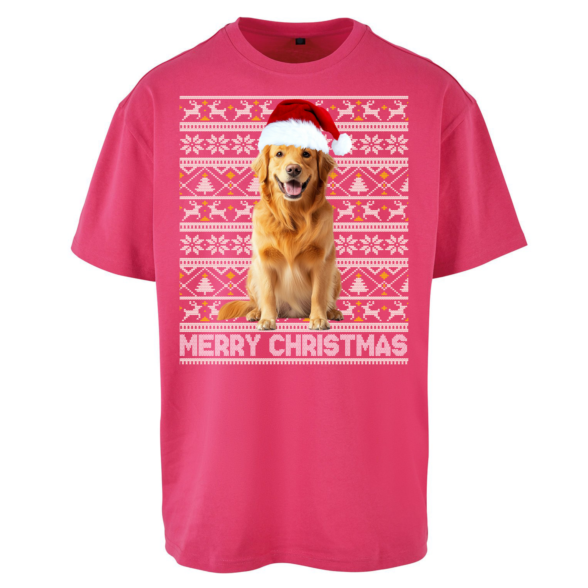 Merry Christmas Dog Oversized T Shirts