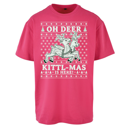 Oh Deer Kittl Mas Is Here Christmas Oversized T Shirts