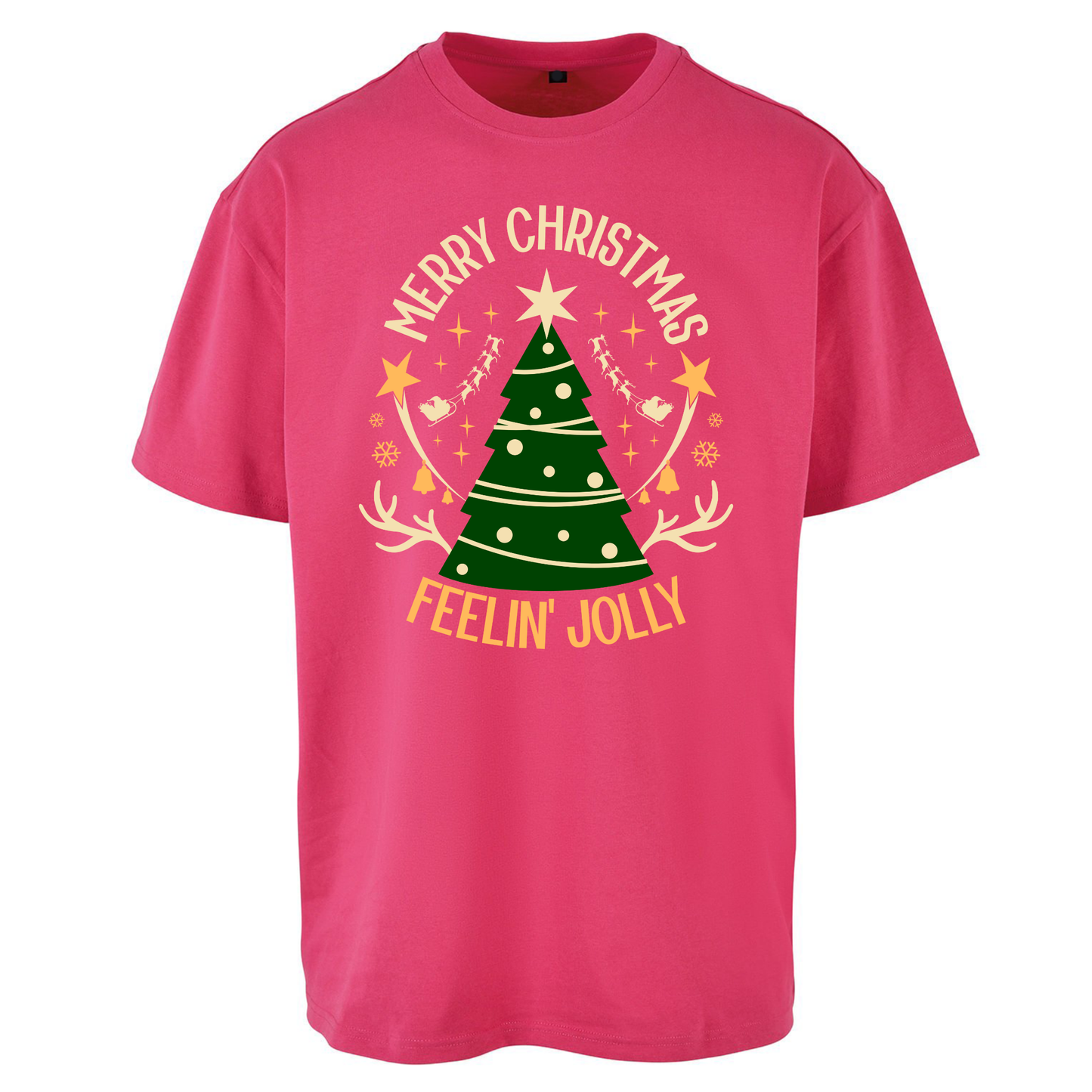 Merry Christmas Feeling Jolly Christmas Oversized T Shirts